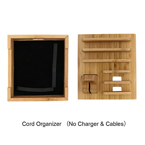 Icozzier Bamboo 5-Slot Removable Tablet Phone Stand Holder Desktop Cord Organizer Multi-Devices Docking Station For Smartphones,Tablets,Iwatch #TOP6
