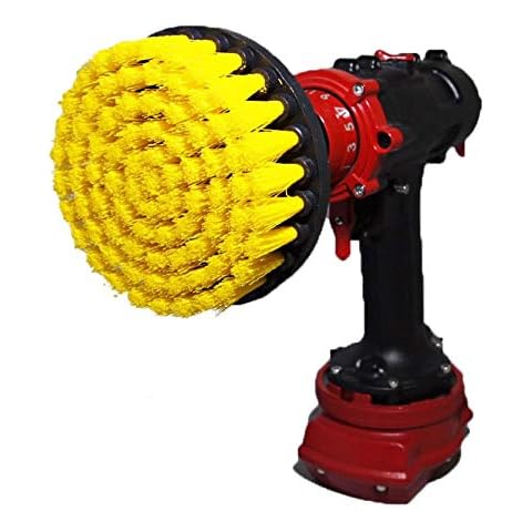 Premium Drill Brush- Medium Soft, Yellow, 10 cm. Professional Power Scrubber. Doesn't Scratch Surfaces. Suitable for Tile, Grout, Bathtub, Shower, Fiberglass, Porcelain Cleaning Cover