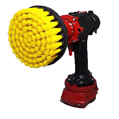Kornely™ Cepillo Premium para Taladro, Medianamente Suave, Amarillo,13cm. Limpiador Profesional de Alta Potencia. No Raya Las Superficies. para Limpiar Baldosas, Juntas,Bañera,Ducha y Fibra de Vidrio