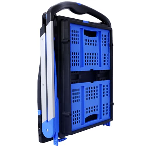 Carretilla plegable 2 niveles con ruedas freno y asa retráctil miniatura 5