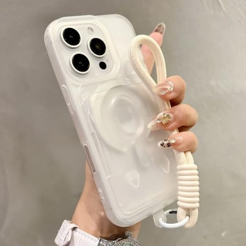 Coque Magnétique iPhone 12 Transparente Antichoc avec Porte-Cartes Intégré et Dragonne