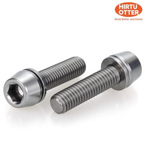 Image of 3 pcs M5 x 16 Titanium Allen Hex Bolts with Washer Screws & Wrench, for Bicycle Stems /Bike Handlebars /Brake Systems /Motorcycles /Camping Gear, Tapered Head Anti-Corrosion Fasteners(Natural Titanium)
