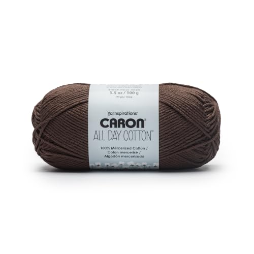 Image of Caron All Day Cotton Yarn for Crocheting, Coffee Bean, 3-Pack