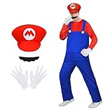 kostumverleih dresden ▶ Design: Ideales Kostüm für Mario und Luisi Cosplay, lockere Passform, Overall blau, gelbe große Knöpfe, rote/grüne lange Hemdnähte, geeignet für Erwachsene, Männer und Frauen.