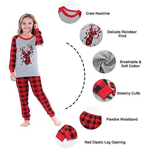 Benaive Matching Family Christmas Pajamas Set Holiday Pjs for Women Men Sleepwear (Grey & Red, DeerHead, 8) - image 4