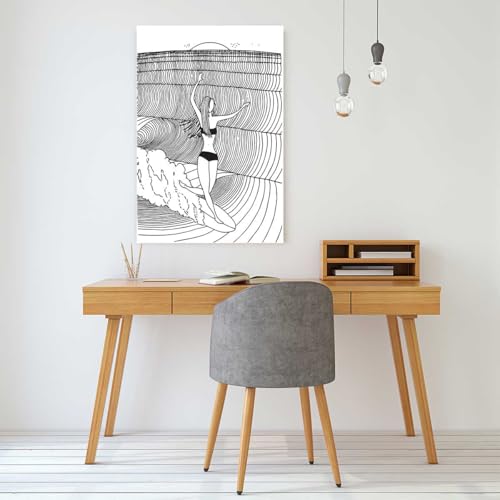 Tableau surfeuse moderne pour salon déco bord de mer chic - 3