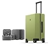 LEVEL8 Luminous Carry on Luggage, 20 Inch Hardside Suitcase Bundle with 4 PC Packing Cubes Organizer Set - Green