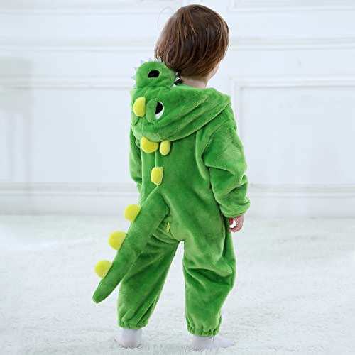 TONWHAR Toddler Infant Tiger Dinosaur Animal Fancy Dress Costume Hooded Romper Jumpsuit (6-12 Months