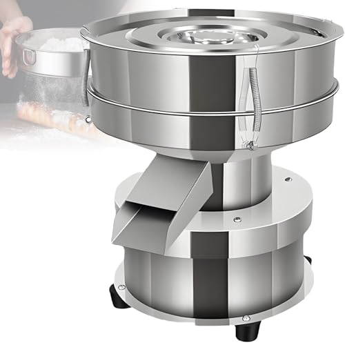 GLBMXDD Tamis Vibrant électrique pour Farine - Tamis Automatique Commercial en Acier Inoxydable 50 W, 2 Tamis 40/60 Mesh, 1350 TR/Min pour Un tamisage...