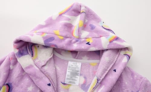 Image of Kids Hooded Bathrobe Girls Soft Plush Hooded Flannel Pajamas Sleepwear Boys Spa Robe
