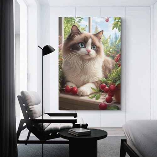 Cuadro de gato Ragdoll en lienzo para tapar espacios vacíos y decorar paredes de dormitorios 3