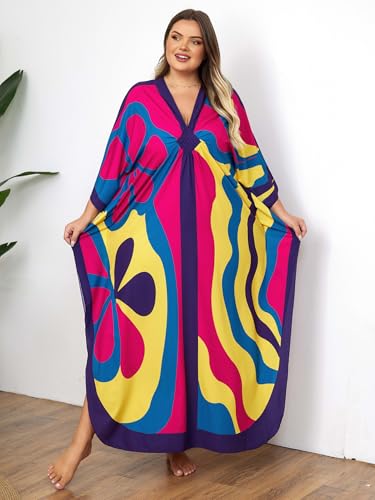 Image of Kaftan Dress for Women - Plus Size Caftan Maxi Beach Dress Moo Moos Loungewear, Swimsuit Cover Up for Beach, Pool or Vacation