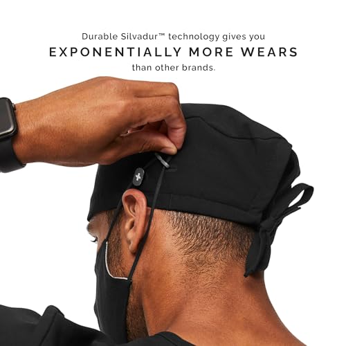 Unisex Modern Scrub Cap With Buttonholes, Black