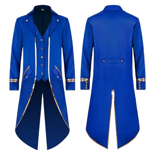 Veste gothique steampunk bleu roi en velours noble style aristocrate médiéval