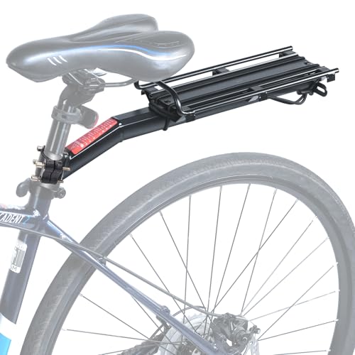 Lumintrail Bike Cargo Rack, Seatpost Mounted Bicycle Luggage Carrier with 20 LBs Weight Capacity for Trunk Bags and Quick Release Handle, High Angle for Extra Tire Clearance