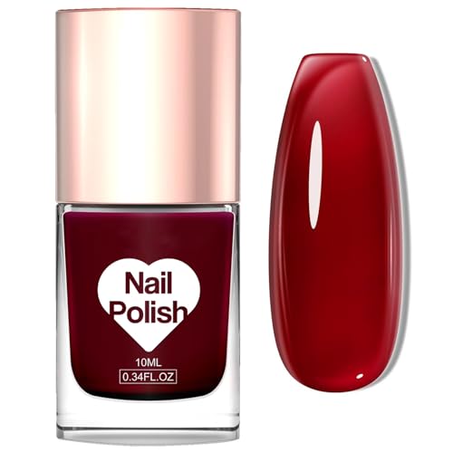 Jelly Nail Polish - Dark Red Nail Polish Quick Dry - Highly Pigmented Burgundy nail polish - Chip Resistant & Long Lasting Cherry Red Nail Varnish - Natural Nail Varnish No Need Cured