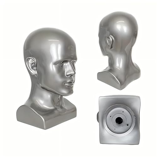 Male Mannequin Head Professional Manikin Head for Display Wigs Hats Headphone Mask Sunglasses Jewelry and Scravat Display Stand (90SG)