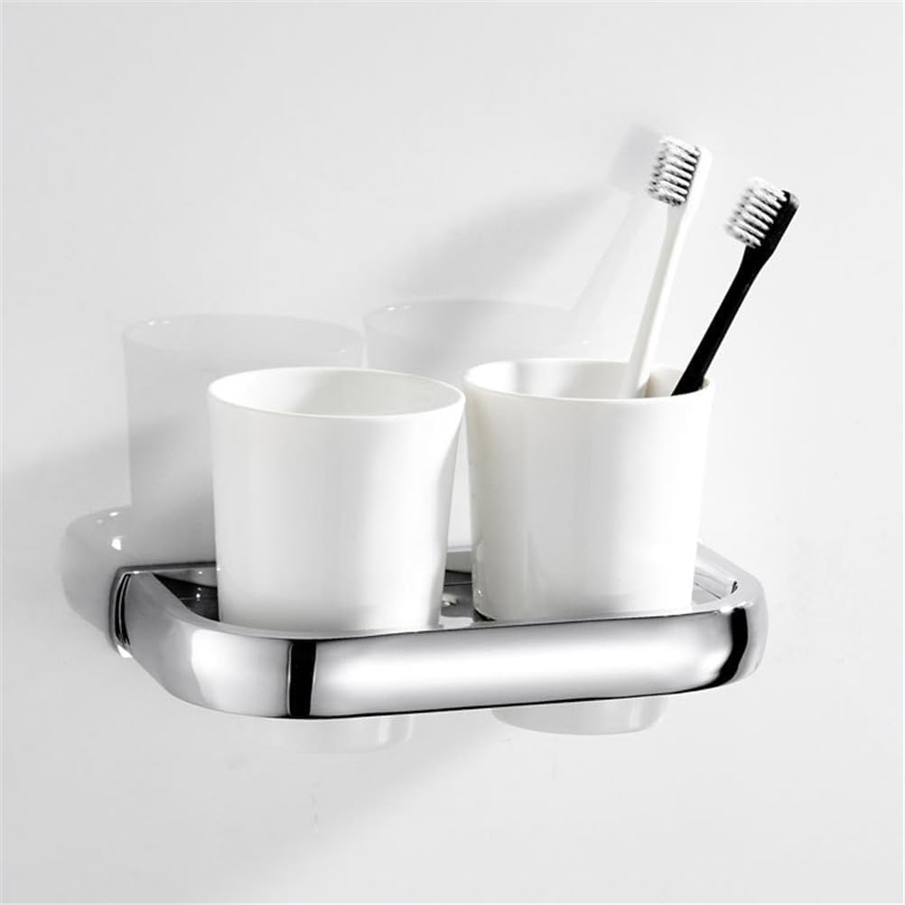 Soporte para cepillo de dientes con vaso de cristal, soporte doble para cepillo de dientes montado en la pared, accesorio de cerámica antiguo para baño
