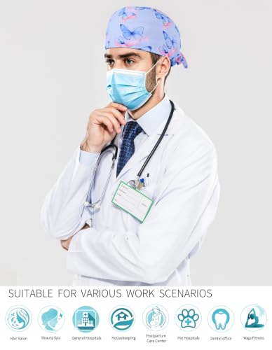 Image of Kousenpu Scrub Caps for Men, Adjustable Surgical Cap, Breathable Medical Hat for Doctors, Nurses & Healthcare Professionals