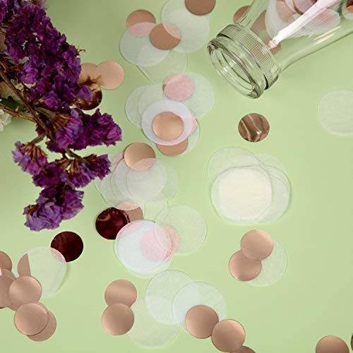 Image of TecUnite White Ivory Champagne Round Tissue Paper Table Confetti Dots for Wedding Birthday Party Decoration Arts Craft DIY Scrapbooking, 1.76 oz (2.5 cm)