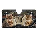 GUGLILI Bengal Cat Windshield Sun Shade for Car SUV Truck Funny Dog Puppy Animal Pet Front Windows Sunshade Blocks UV Rays Sun Heat 55 X 30 Inch