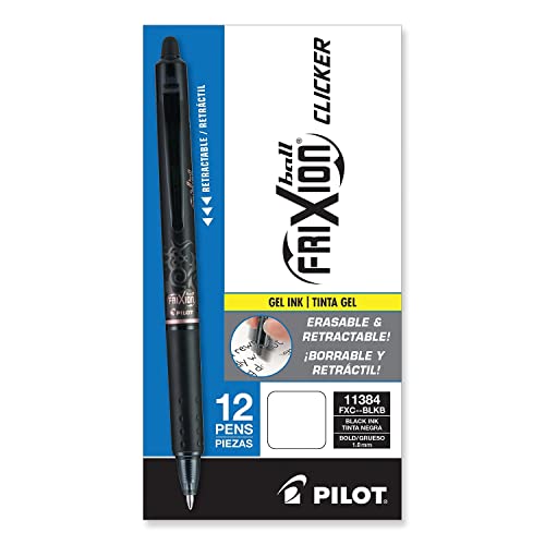 PILOT FriXion Clicker Erasable Gel Ink Pens, Bold Point 1.0mm, Black, 12Pk - image 2