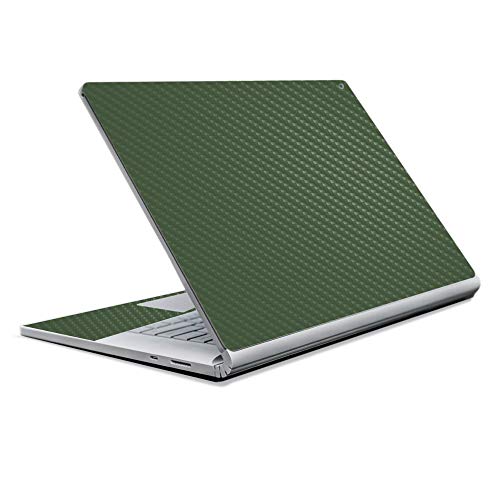Image of MightySkins Carbon Fiber Skin for Microsoft Surface Book 2 13 inch (2017) - Solid Olive,Protective, Durable Textured Carbon Fiber Finish,Easy to Apply, Remove, and Change Styles,