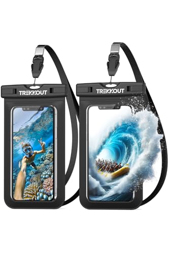 TREKKOUT Waterproof Phone Pouch Case | Universal 2-Pack IPX8 Certified Underwater Phone Case with Secure Lanyards | Waterproof Dry Bag for All iPhones, Samsung, and Smartphones | Perfect for Swimming,