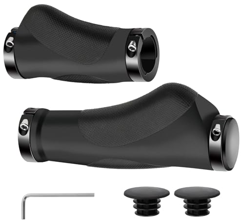Nutmanel Ergonomic Non-Slip Rubber Bike Grips - 22mm Universal MTB BMX Foldable Handlebar Grips with Aluminum Lock