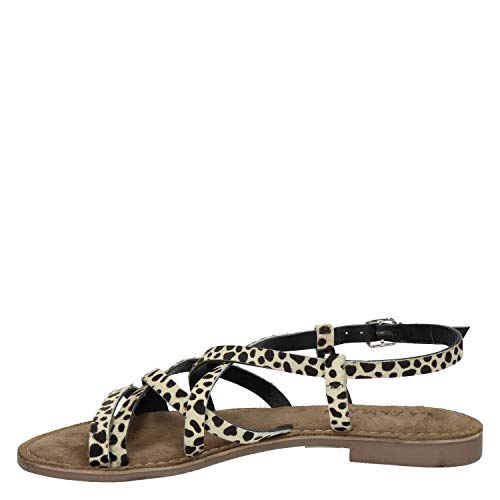 Lazamani Sandalo in Suede Animalier con Fasce MOD
