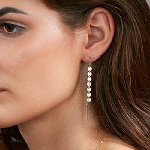 Artmiss Silver Threader Dangle Drop Earrings Fashion Sequins Long Ear Line Earrings Dainty Jewelry for Women and Girls