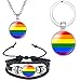 Produktbild DEESSEPRO® 3 Stück LGBT Regenbogen Gay Pride Armband, Halskette und Schlüsselring, Ideales Geschenk für Gay Pride Day Feier