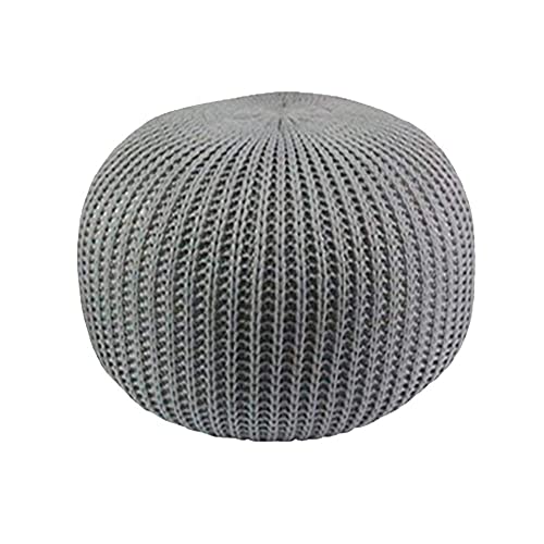 Pouf rond tricoté main et repose-pieds confortable en coton - 2
