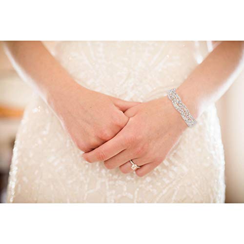 So Pretty Rhinestone Stretch Bracelet Silver Plated Ab Color Crystal Bridal Bracelet For Wome. #TOP1