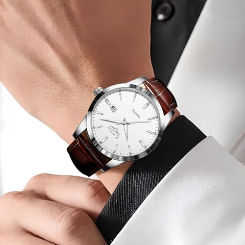 Image of LIGE Fashion Mans Wristwatch Date Luminous Dress Watch for Man Stylish Waterproof Quartz Wrist Watch Stylish Leather Watches for Men