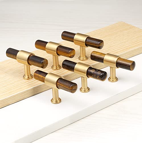 Nupuyai 2pcs Tiger's Eye Crystal Stone Drawer Pulls and Knobs - Image 3
