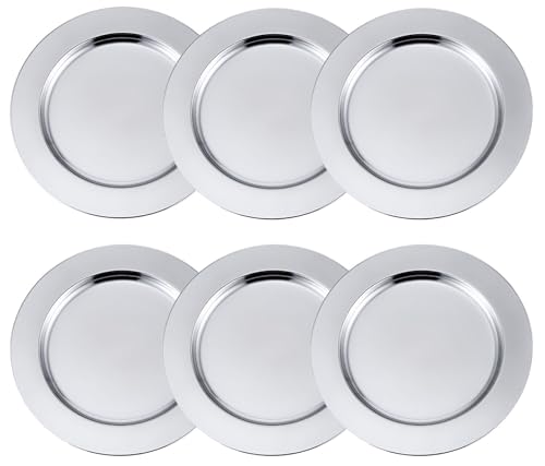 Platos de acero inoxidable para eventos, set de 6, 13" miniatura 1