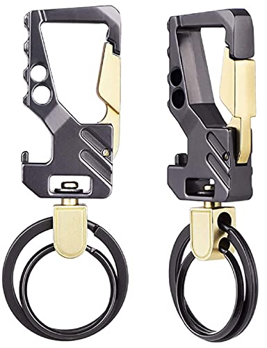 Image of Contacts Heavy Duty Stainless Steel Keychain with Bottle Opener for Men and Women - GunMetal Gold (Pack of 2 - New)