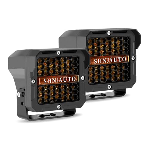 5 Inch Amber Yellow LED Offroad Lights, 120W Super Bright Cube Pods Spot Flood Combo Driving Lights with Amber DRL, IP68 Waterproof Work Light for Wrangler, ATV, SUV, UTV, Trucks, Pickup, 4x4, F150
