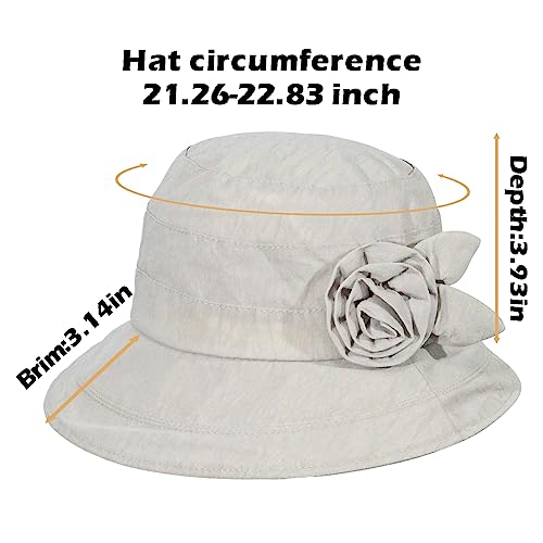Summer Bucket Hat With Rose For Women Girls, Bucket Sun Hats Wide Brim Sunhat,Summer Cloche,Upf50,Cotton #TOP1