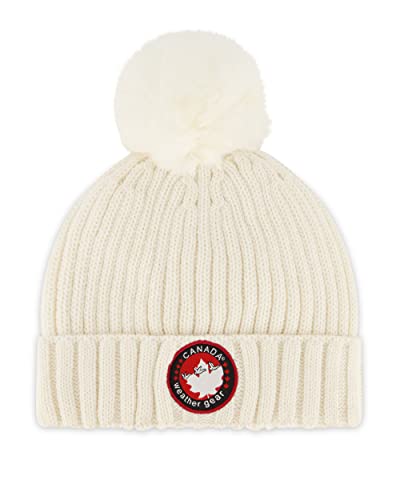 Canada Weather Gear Knitted Hat For Women - Cozy Winter Hat With Pom Pom - Single Cuffed Beanie Hat, White, One Size #TOP4