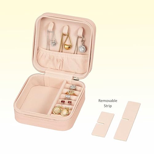 Image of P Arts Personalised Mini Jewellery Organizer for Women - Custom Name Rakhi Gift for Sister | Rakshabandhan Special Jewelry Storage Box, PU Leather Travel Case