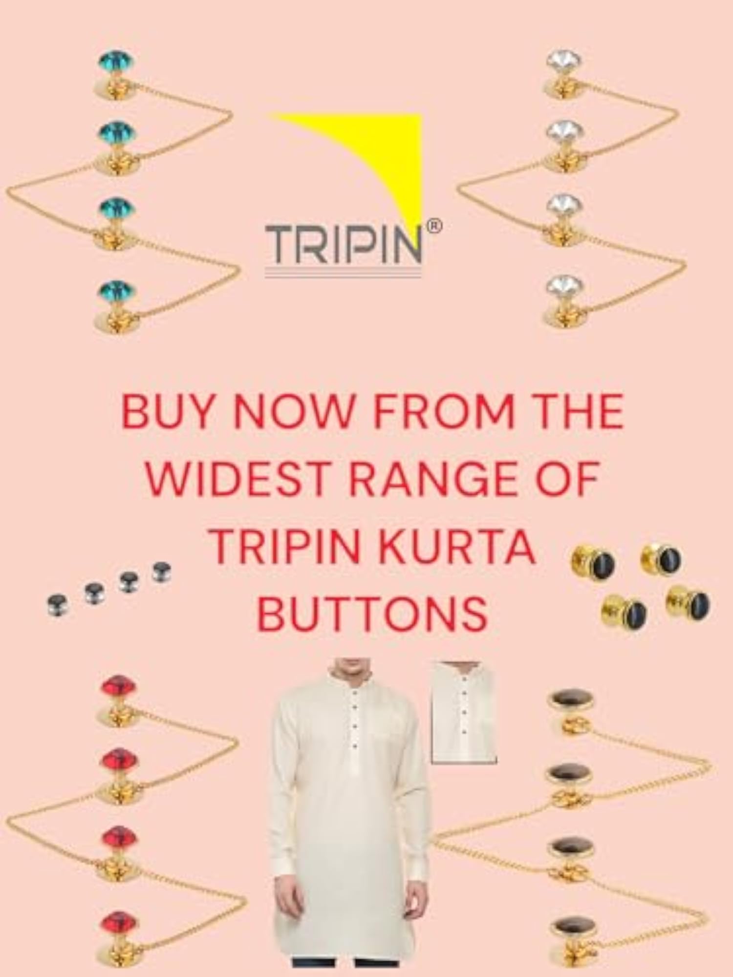 Brass White Silver Kurta Buttons, Elegant Design