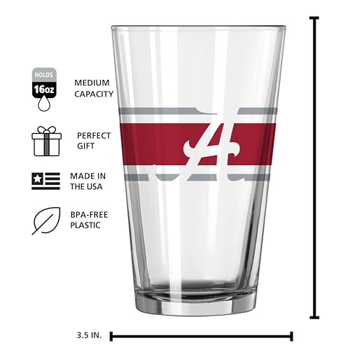 Image of Logo Brands NCAA 16 oz Pint Glass - Durable Glass With Bold Team Color- Chip-Resistant Rim Drinkware For Fans, Tailgates, Home Bars & Everyday Use