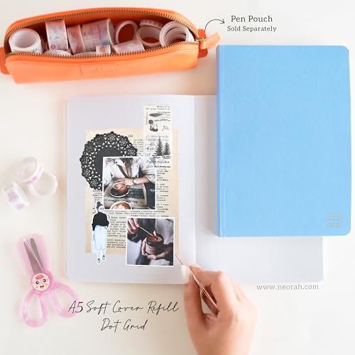 Image of NEORAH -A5 Dotgrid Notebook SOFT COVER |Organiser REFILL|Dotted notebook Journal | 110 GSM | 160 pages (Size 21 cm x 14.8 cm)Planner Journaling Writing Note Taking Diary,Travellers Journal-LIGHT BLUE