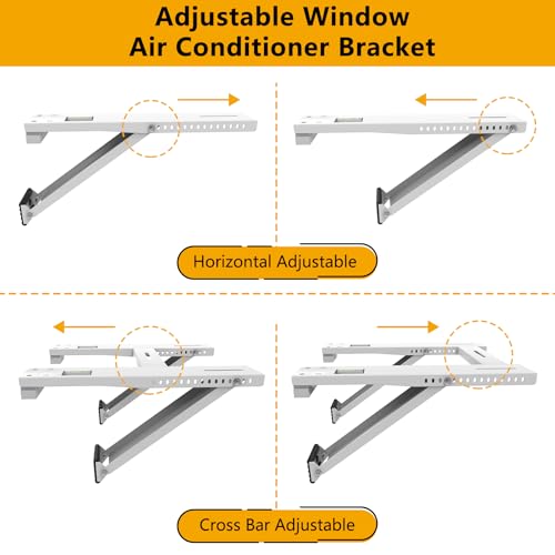LBG Products Window Air Conditioner Bracket,Heavy Duty AC Support with 2 Arms,Up to 200lbs,Fit 5,000-22,000 BTU AC Units,Easy to Assemble Window AC Brackets