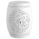 JONATHAN Y TBL1002A Tree of Life 18' Ceramic Indoor/Outdoor Garden Stool, Coastal, Contemporary, Modern, Transitional, Side Table, Plant Stand, Spill-Proof, Living Room, Garden Room, Patio, White