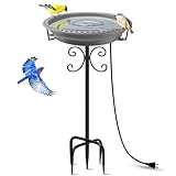 Daoeny Heated Bird Bath for Winter, 100W Heated Bird Baths for Outdoors Thermostat Control with 5-Prong Metal Base, Heated Bird Bath for Outside Winter Garden Patio Yard Lawn (Grey)