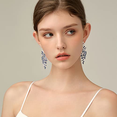 Zircon Gemstone Drop Dangle Earrings, Rhinestone Cluster Earrings Luxury Bridal Flower Fashion Jewelry, 18K Gold Plated 925 Sterling Silver Posts Sparkly Evening Dressy Earrings4