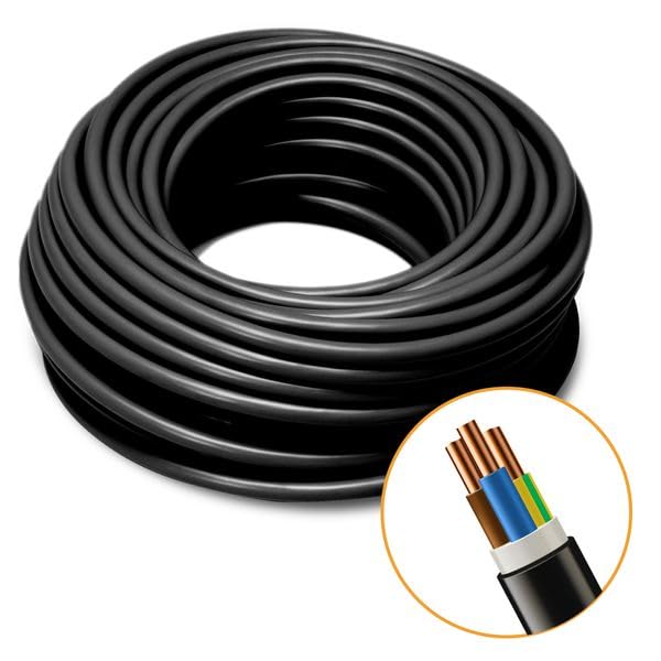 NYY Erdkabel 3x1,5mm² 20m dreiadrig Kupfer Volldraht für Außen & Erdreich | Dreiadriges Installationskabel für Garten & Außenbeleuchtung - 20m am Stück, für Erdreich, Innen & Beton, Ø11,5mm